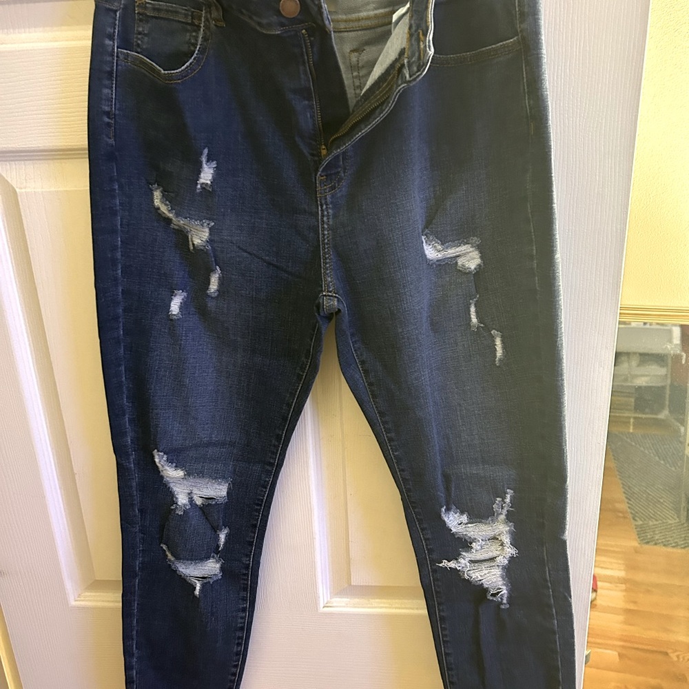 Swank A posh size 1X (16-18) distressed skinny jeans